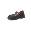 Zapatos Mary Jane de Cuero de Oveja Estilo JK College Suela Gruesa 2024 Primavera Tacón Medio Grueso Punta Redonda Hebilla Completamente de Cuero Genuino Zapatos de una Sola Pieza para Mujer