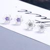 Pendientes de Copo de Nieve Completamente Incrustados con Circonita de Diamante en Plata de Ley S925 para Mujer, Temperamento Coreano Simple, Pendientes Distintivos de Año Nuevo para Novia
