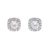 Brincos Quadrados, Brilhantes, Cravejados de Diamantes, Elegantes, Compactos, Design de Luxo Leve, Simples, Exquisitos, Modernos