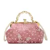 Bolso de Concha Incrustado con Perlas Estilo Celebridad de Internet 2025 Nuevo de Primavera Bolso de Mano de Moda Texturizado Bolso de Hombro para Mujer