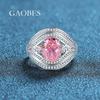 Anillo para Mujer de Plata Esterlina S925 con Diamante de Alto Carbono Rojo Mar Azul Rosa Verde Forma de Huevo Lujo Alta Gama Moda Socialité