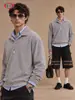 BE Roupas Masculinas Nova Coleção Outono/Inverno Estilo Americano Marca Tendência Terry Cloth Vintage Peso Pesado Lavado na Neve Estilo Old Money Gola Reversível Moletom Masculino