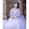Vestido para Niña Gama Alta Lujo Ligero Nicho Manga Larga Morado Fantasía Vestido de Dama de Boda Hermoso Vestido de Espectáculo