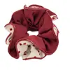 Estilo Coreano Elástico de Cabelo de Quatro Camadas com Bolinhas Vermelhas em Ambos os Lados para Coque, Corda de Cabelo de Alta Estética, Scrunchie Elegante, Elástico de Cabelo Vermelho