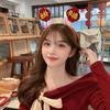 Diadema roja de la suerte para vacaciones de Año Nuevo, tocado de ambiente rojo con puerta abierta, diadema festiva del Año del Dragón para mujer, accesorios para el cabello
