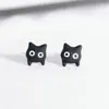 Gato Preto Esmalte Piercing Labial Aço Inoxidável Piercing Personalizado de Cartilagem da Orelha Piercing de Lóbulo da Orelha Desenho Animado Simples Joia Labial Acessórios de Orelha Piercing Novo Estilo