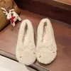 Zapatos peludos de estilo hada suave para mujer, Novedad Otoño/Invierno 2026 Versión Coreana Zapatos de algodón de suela blanda, Mocasines planos forrados de felpa
