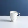 Juego de Taza de Agua de Cerámica Escandinava con Escurridor Sala de Estar Juego de Agua de Bienvenida Hermosa Taza Taza de Té de la Tarde con Rayas de Puntos