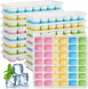 Forma de Gelo com Tampas, Formas de Gelo de Silicone para Congelador, Empilhável Segura BPA & LFGB, Liberação Fácil para Cozinha, Trailer, Coquetel, Café, Sopa & Alimentos