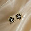 Agulha de prata Pequeno Estilo Chanel Elegante Rosa Brincos de Flor Retro Francês Romântico Pérola Assimétrica Camélia Ear Studs
