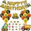 Veículo de Engenharia de Construção Decoração de Festa Sinal de Alerta de Escavadeira Balão de Látex Suprimentos de Decoração para Festa de Aniversário Infantil