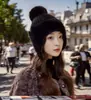 Chapéu de Lã com Proteção para Orelhas Feminino de Inverno Plus Veludo Espessado Quente Malha Moda Versátil Fofo Chapéu para Exterior Atacado