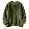 Sudadera cálida, de cuello redondo, corte holgado, estilo americano, forrada de polar y engrosada para otoño e invierno, con diseño estilo Hong Kong, y estilo pullover de cuello redondo para hombre