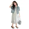 Roupas Infantis Meninas Conjunto Jeans de Verão 2026 Novo Estilo Estilo Coreano Jaqueta Jeans e Vestido Conjunto de Duas Peças para Meninas Mais Velhas