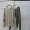 10 Jersey de punto de manga larga para mujer con técnica de hilado de lana, nuevo top de un solo hombro suelto y relajado de estilo vintage para principios de otoño