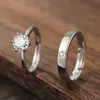 Simulação de Casamento de Casal Anel de Diamante Aberto Anel Anel de Casamento Feminino Anel Falso de Casamento Um Par de Ajuste de Design de Nicho