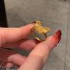 Anillo de mariposa hueco de diamante filigrana de oro arena de Vietnam para mujer, cobre chapado en oro, anillo abierto, diseño de nicho, celebridad de internet en vivo