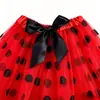 Falda de Lunares para Actuación en Escenario, Falda Abullonada para Niña Pequeña, Falda de Princesa, Minifalda de Doble Capa con Lunares Negros y Rojos