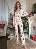 Conjuntos de Pijama para Casa Selecionados Cuidadosamente para Comércio Exterior Transfronteiriço, Pijamas Femininos, Pulôver Estampado Confortável e Casual com Gola Redonda para Mulheres, Estilo Verão