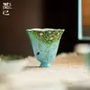 Taza de Té de Cerámica Estilo Pintura al Óleo Pintada en Azul y Blanco Sauce y Golondrina Susurrando Juego de Té Kung Fu Taza de Té para el Hogar Taza de Aroma