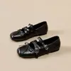 Zapatos Mary Jane Planos de Primavera Estilo Nuevo con Lazo Patchwork Elegante Puntera Cuadrada de Doble Tira Bailarinas Versátiles para Mujer