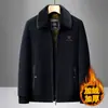 Chaqueta de algodón acolchada de invierno para hombre de pelo largo, para mediana edad y ancianos, solapa, abrigo cálido, estilo papá, chaqueta de mezcla de lana