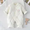 Mono acolchado para bebé de 120g, invierno, sin costuras, forro polar, engrosado, ropa de exterior, ropa de algodón a prueba de viento y cálida para recién nacidos, traje para gatear