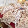 Juego de Ropa de Cama de Gasa de Doble Capa con Borde de Encaje Estilo Nube Clase A Juego de Cuatro Piezas 2025 Nuevo Estilo Princesa Funda de Edredón Juego de Tres Piezas para Dormitorio