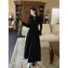 Vestido drapeado roupa íntima saia feminina outono e inverno novo tamanho pequeno malha base saia longa fio fiado espessado