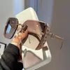 Nuevas Gafas de Moda sin Montura con Monturas Grandes que Hacen que la Cara Parezca Más Pequeña, con Brillo, Gafas de Sol de Lujo Ligero para Mujer, de Alta Gama, Elegantes, Versátiles