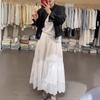 Falda Blanca para Mujer 2025 Verano Nuevo Hermana Gorda mm Cintura Alta Versátil Look Adelgazante Falda Tutú Midi