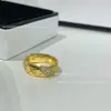 Anel Chanel coco matelassê com diamantes para empilhar estreito largo luxo leve losango ouro 18k anéis de casal para mulheres