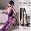 Yi Mengyao Europeu e Americano Sexy Decote Baixo Transparente Renda Fenda Alta Sexy Lingerie Body de Renda Justo para Mulheres