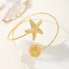 Pulsera Estrella de Mar Dorada de Suministro Transfronterizo Anillo Abierto Ajustable Serie Oceánica Personalizada de Nicho Pulsera de Oro Arena