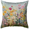 Jit Dropshipping Popular Funda de Almohada 3D de Planta Floral Decoración del Hogar Cabecera de Sofá Funda de Cojín Estampada de Lino