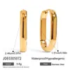Design Silencioso e Elegante, Estilo Clássico Aço Inoxidável Dourado 18K com Diamante Branco Quadrado Tamanho 15mm Brincos e Brincos Atacado