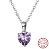Bestseller transfronterizo Collar Whalexi de plata de ley S925, collar de corazón de circonita con piedra de nacimiento del zodíaco de doce colores