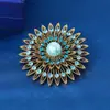 Broche Creativo de Girasol, Corsage Retro Full Diamante, Suministro de Exportación, Ropa al por Mayor, Accesorios para Ropa, Los Pines Pueden ser Encriptados