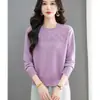 Otoño/Invierno 2026 Nuevo Estilo Coreano Moda Chic para Mamás Suéter de Punto de Cuello Redondo Delgado Top Base Reductor para Mujer