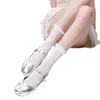 Calcetines de Malla Finos Color Crema de Verano para Niñas, Calcetines de Tubo Huecos con Corazón Estilo Ins, Calcetines Sin Costuras con Puño Suelto Serie Miu Jk