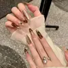 2026 Gatinho Metálico Estampa de Leopardo Frances Âmbar Brilhante 3D Arte de Unha Artesanal Destacável de Alto Padrão com Senso de Atmosfera