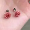 Exquisitos y Compactos Pendientes de Botón de Flor de Rosa, Estilo Nuevo, Suaves y Versátiles, Dulces y Sencillos, Adecuados para Chicas Jóvenes, Pendientes de Mujer de Moda