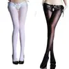 Qinghe 912 Panties Divertidos con Cordones Medias Integradas de Aceite de Caballo Sexy Negro de Seda Aceitoso Anti-desgarro