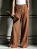 2026 Europeo y Americano transfronterizo otoño e invierno Amazon nuevo de alta gama color liso acanalado casual versátil bolsillo pantalón de pierna ancha