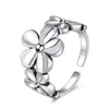 Anel Flor Vintage de Prata Tailandesa Chiba para Mulheres, Novo Design de Nicho, Ajustável, Joia de Anel de Luxo Leve