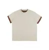 ThreePieces Original Moderna Camiseta Enrollada Bloque de Color para Hombre Holgada Color Sólido Manga Corta Top Capa Base 1242XT