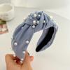 Diadema de calavera satinada anudada para aumentar la altura, diadema de perlas, diadema versátil para lavado de cara, accesorios para el cabello dulces simples, diadema para primavera y verano, alto sentido