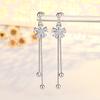 Nuevos Pendientes Largos con Borlas de Flor de Circonita Elegantes Coreanos de Moda para Mujer Pendientes Adelgazantes con Aguja de Plata de Ley S925 para Mujer