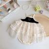 Roupas de Bebê Menina Vestido de Verão Super Fofo Princesa Peça Única Alcinha Calcinha Estilo Estrangeiro Conjunto de Vestido Um Ano Verão