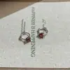 Brincos Tich S925 Prata Esterlina Franceses Exquisitos Coração Diamante Vermelho para Mulheres Design Moderno Brincos Mini em Formato de Coração Brincos